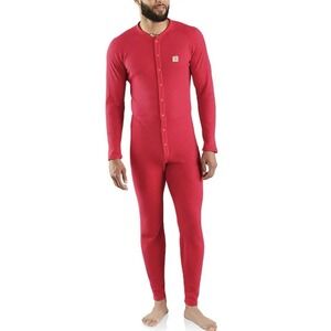 Carhart Men's Thermal 2 Piece Longjohns Size 2xl Red Button Snaps Long Sleeve